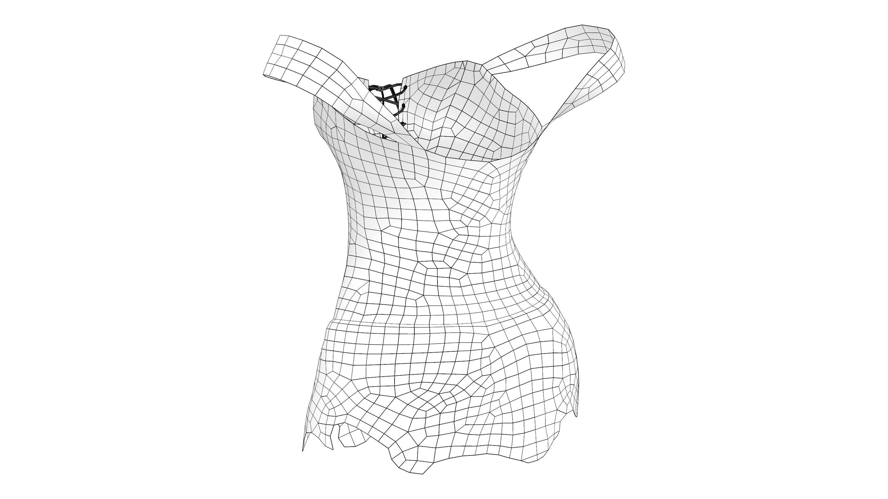 Leather Corset with Panties Low-poly 3D model_8