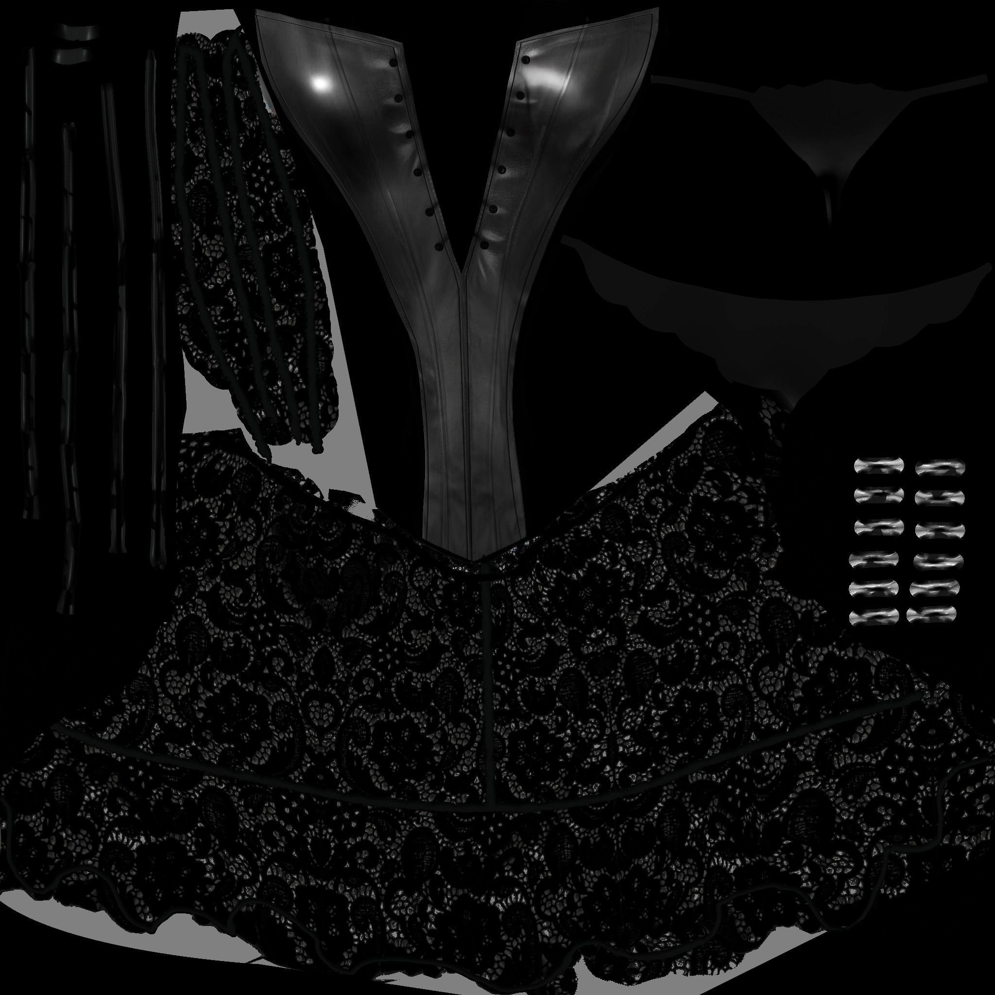 Leather Corset with Panties Low-poly 3D model_10