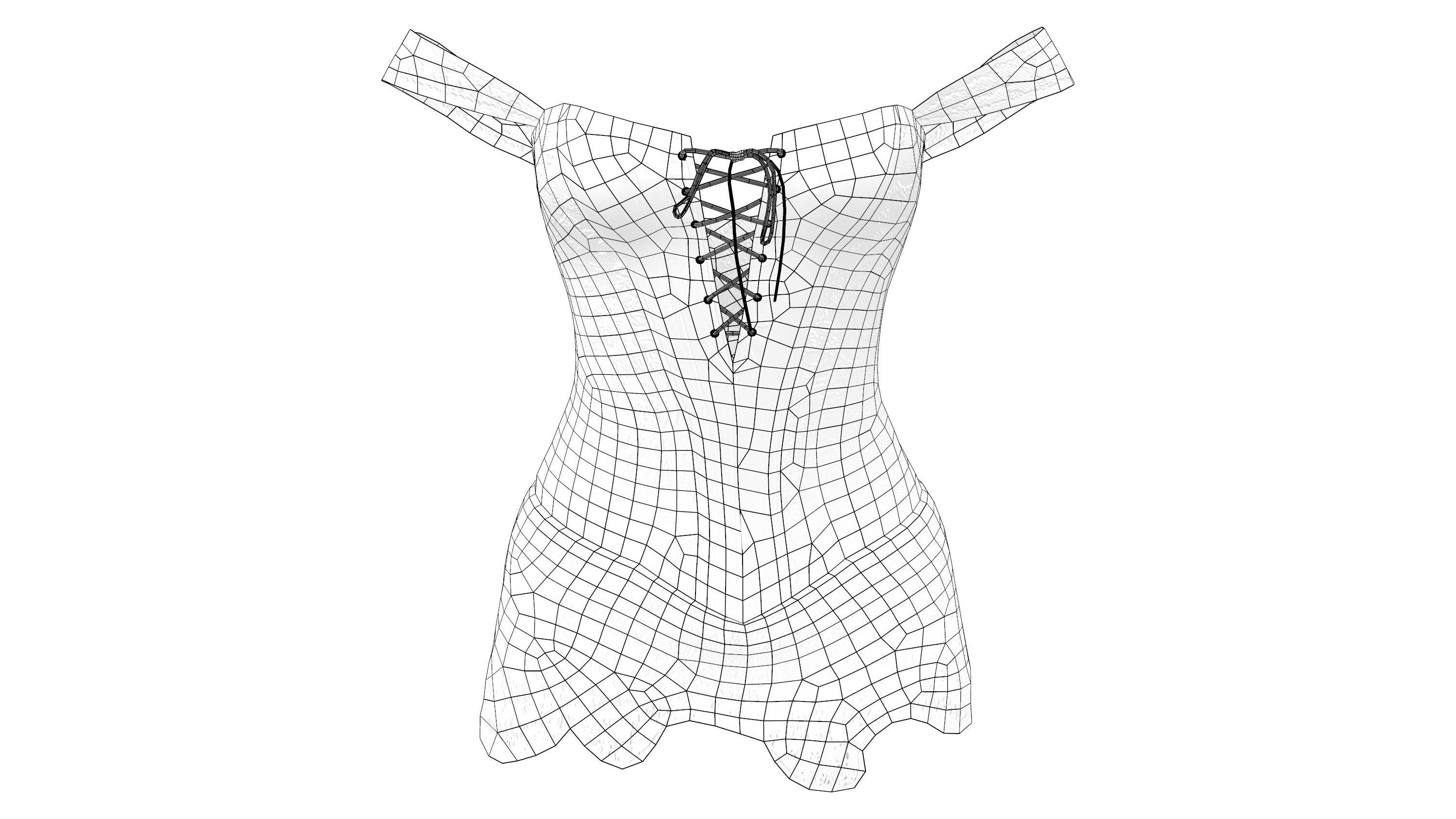 Leather Corset with Panties Low-poly 3D model_7