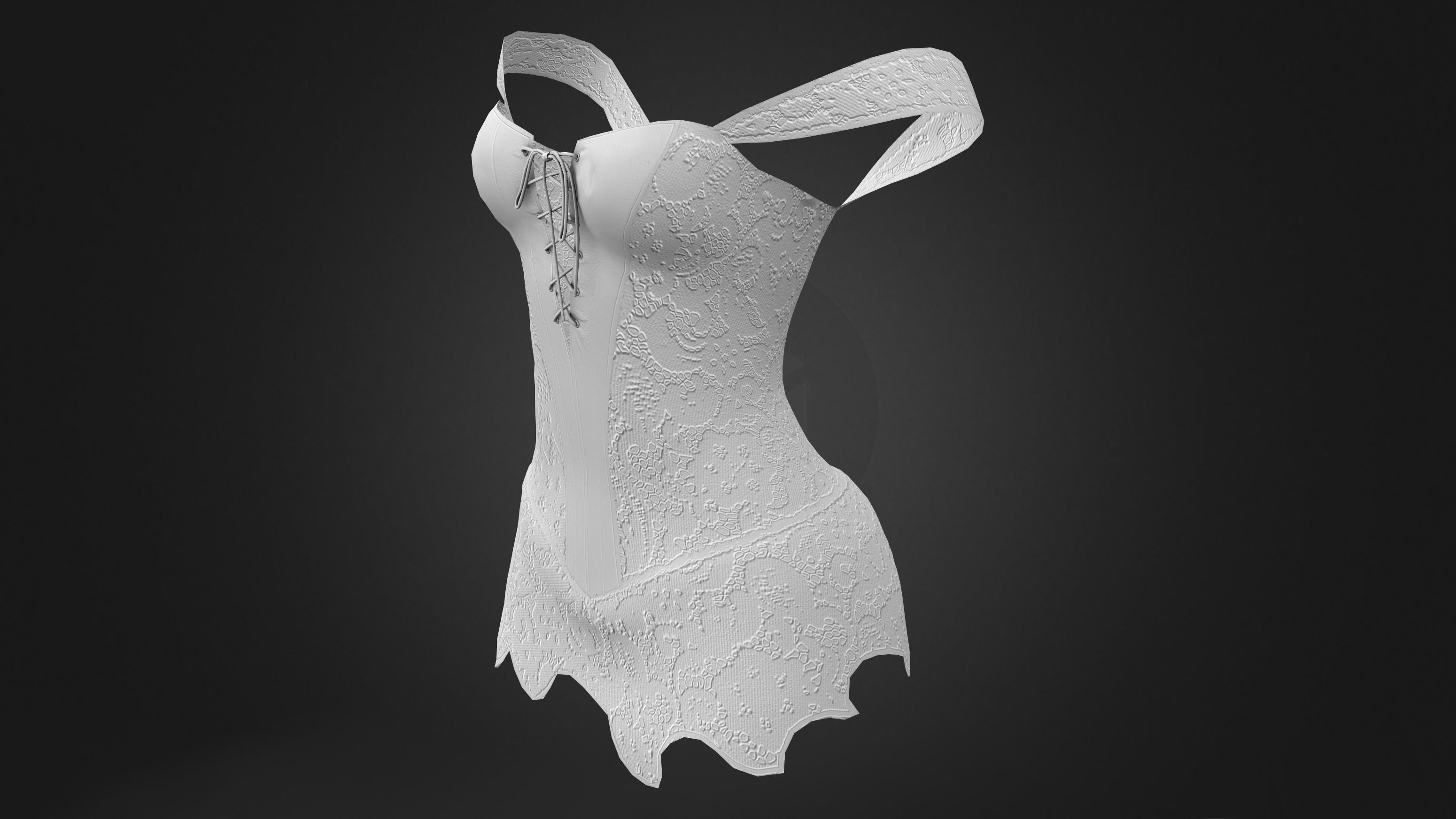 Leather Corset with Panties Low-poly 3D model_9