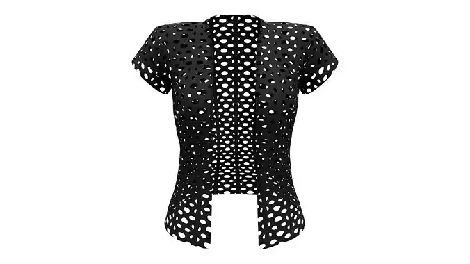 Black Cutouts Short Sleeves Cardigan Jacket Low-poly 3D model
