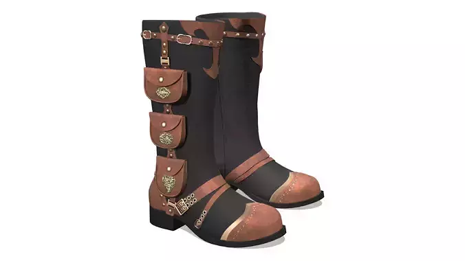 Steampunk Pockets Decorated Mid Calf Boots With Straps