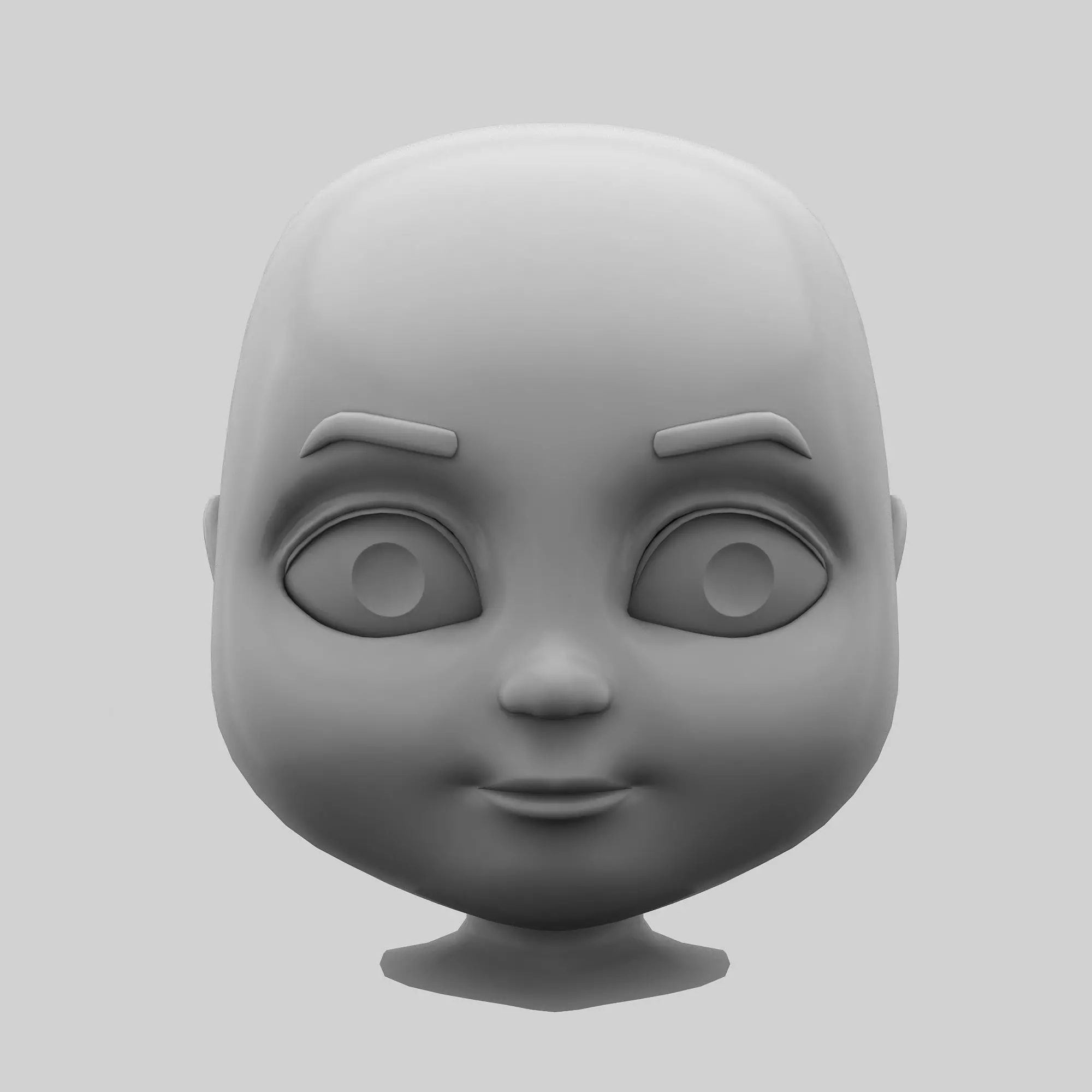 Cartoon children face basemesh 3D model