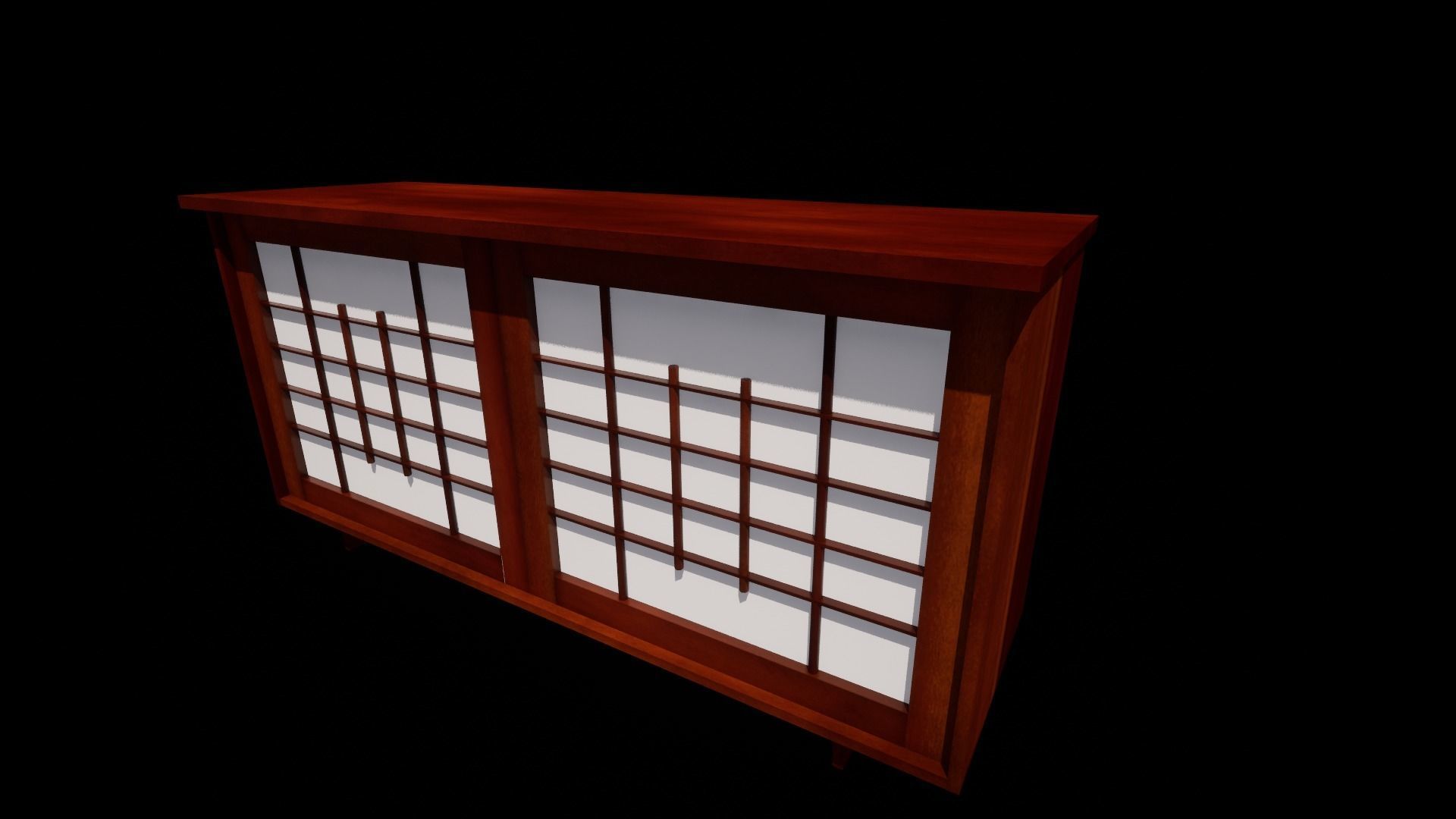 Japanese furniture set Low-poly 3D model_2
