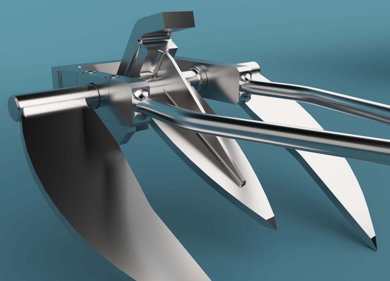Anchor metal claw 3D model_4