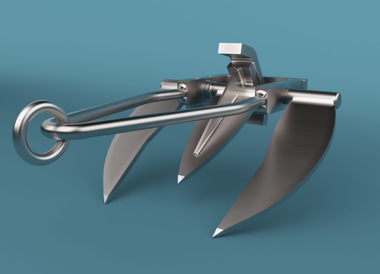 Anchor metal claw 3D model_1