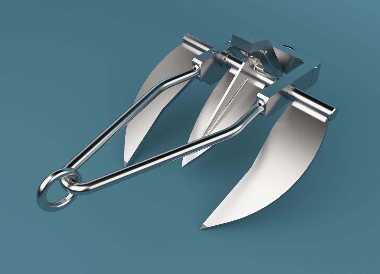 Anchor metal claw 3D model_2