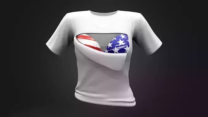 Torn Chest Tshirt With Showing Bra Low-poly 3D model