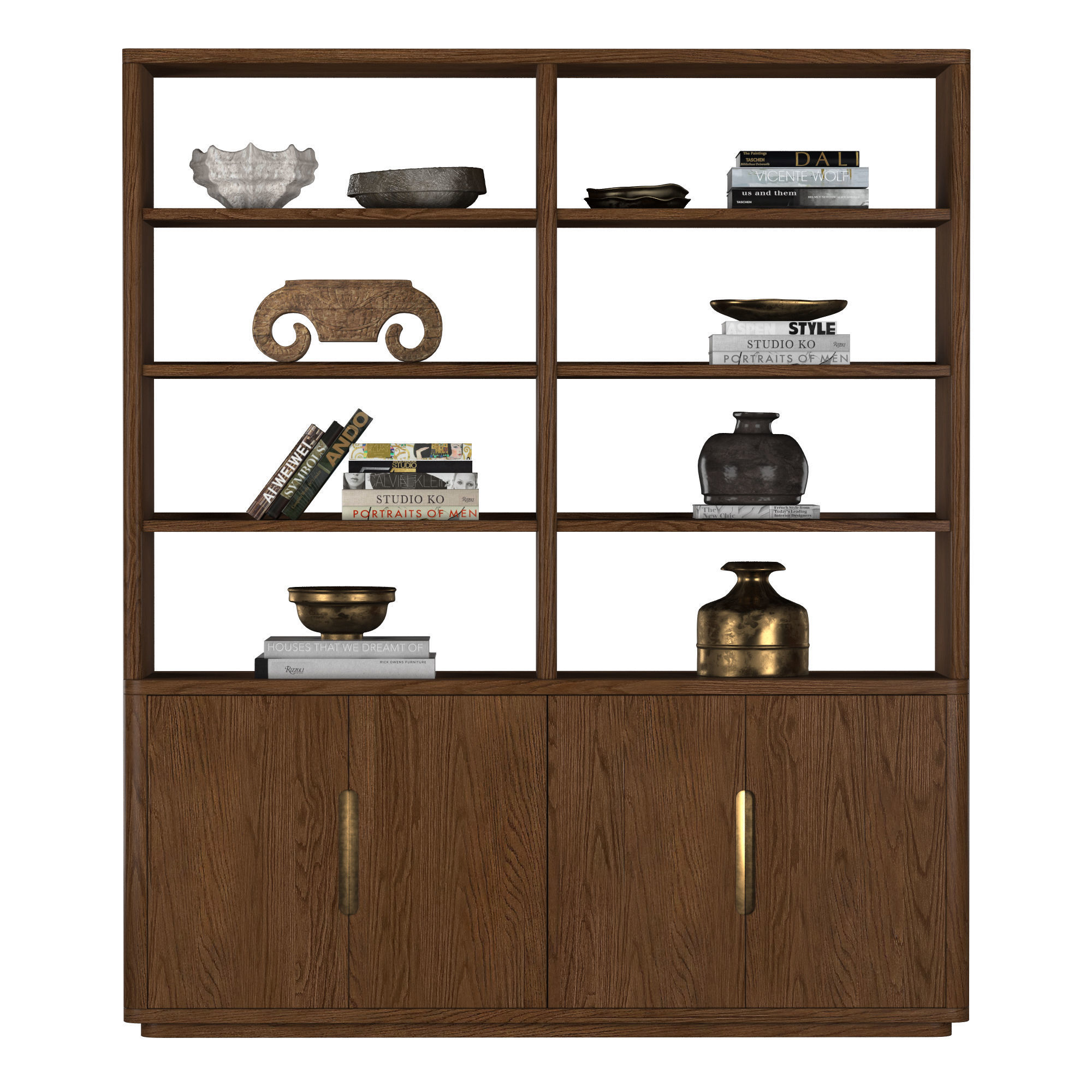 BRETON 4-DOOR OPEN SIDEBOARD and HUTCH 3D model_4