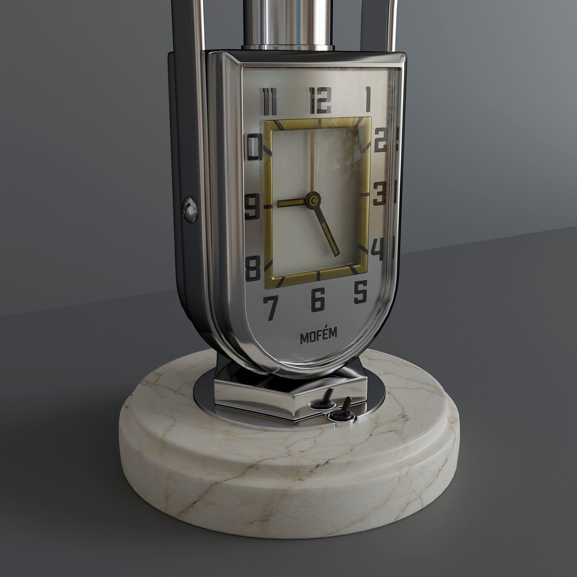 Art Deco table clock lamp 3D model_3