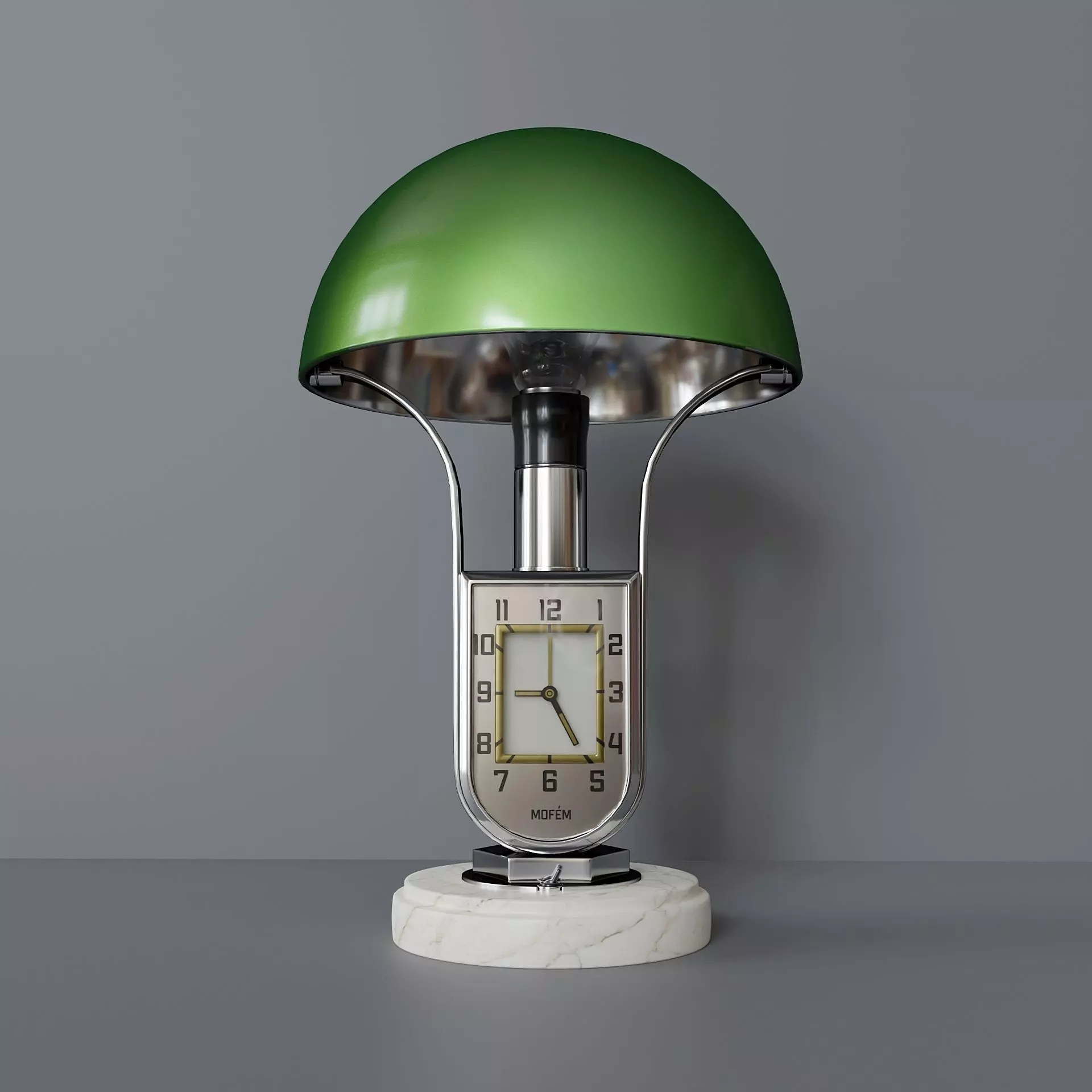 Art Deco table clock lamp 3D model_0