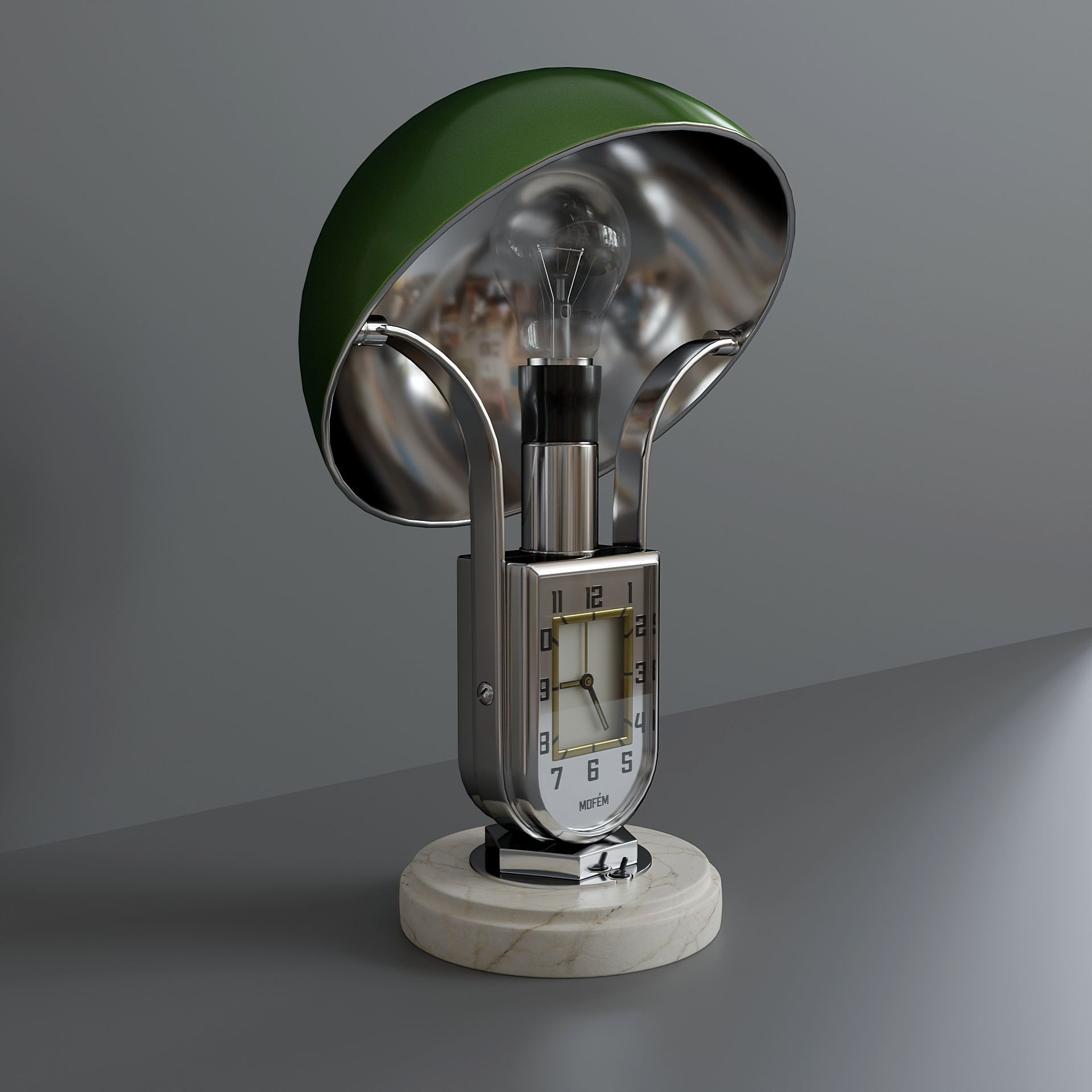 Art Deco table clock lamp 3D model_2