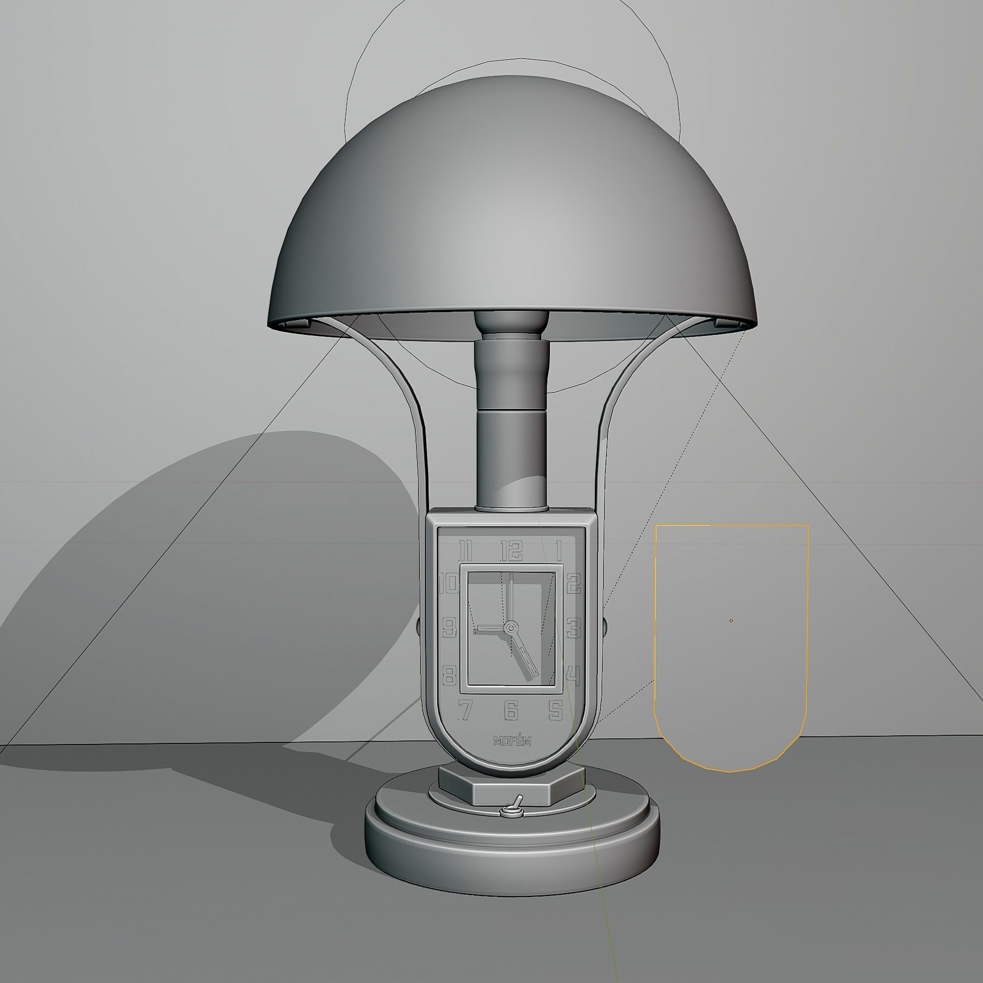 Art Deco table clock lamp 3D model_6