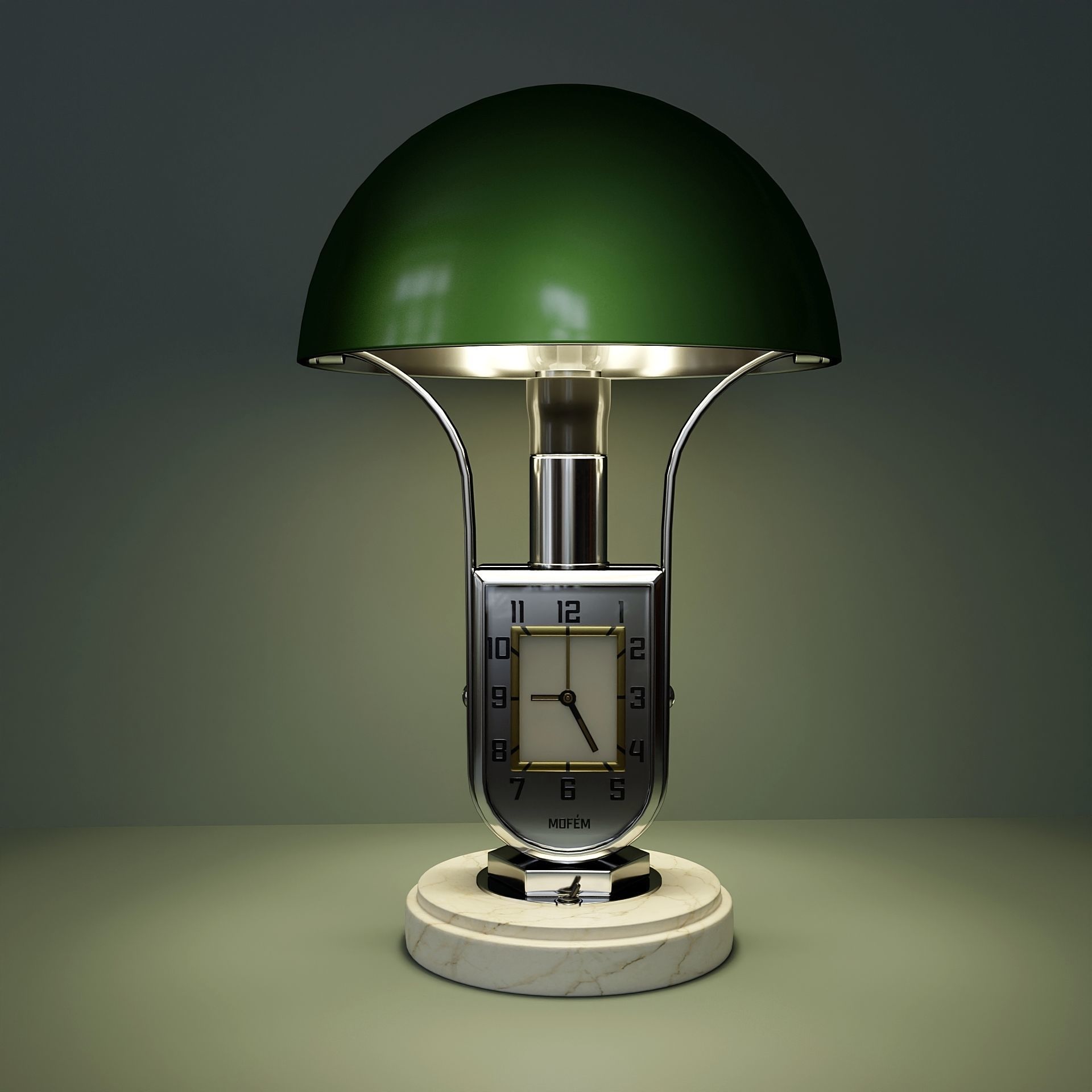 Art Deco table clock lamp 3D model_5
