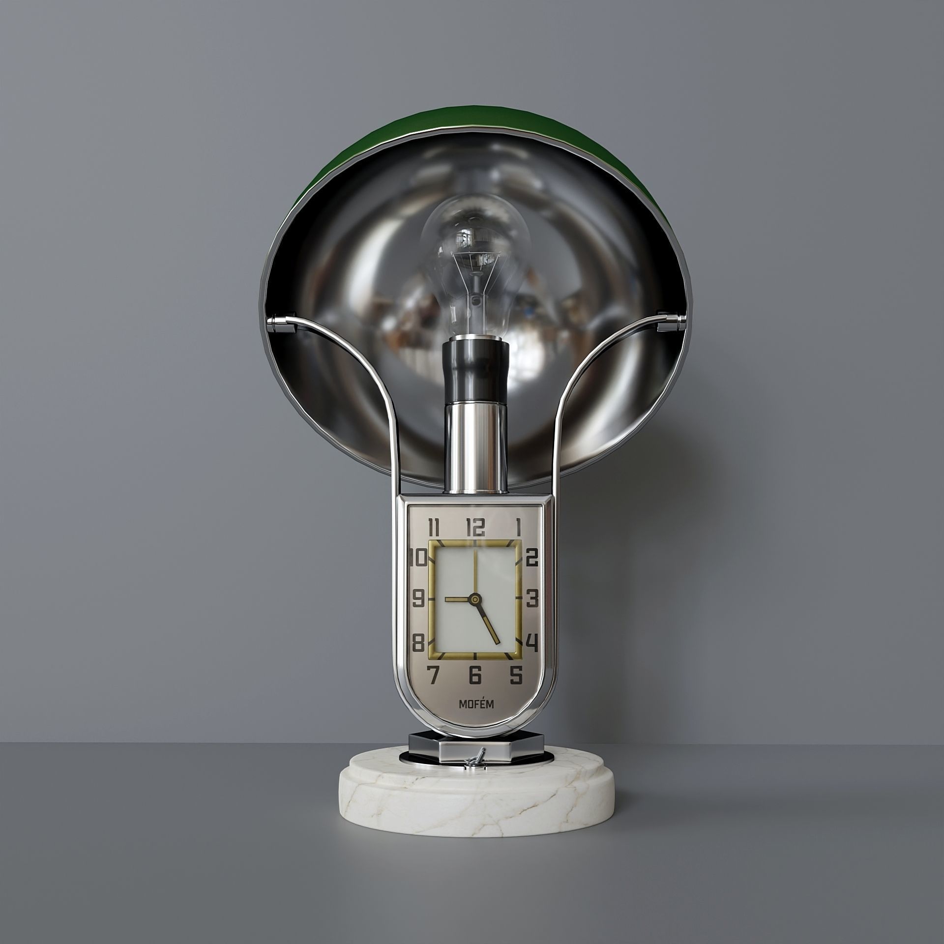 Art Deco table clock lamp 3D model_1