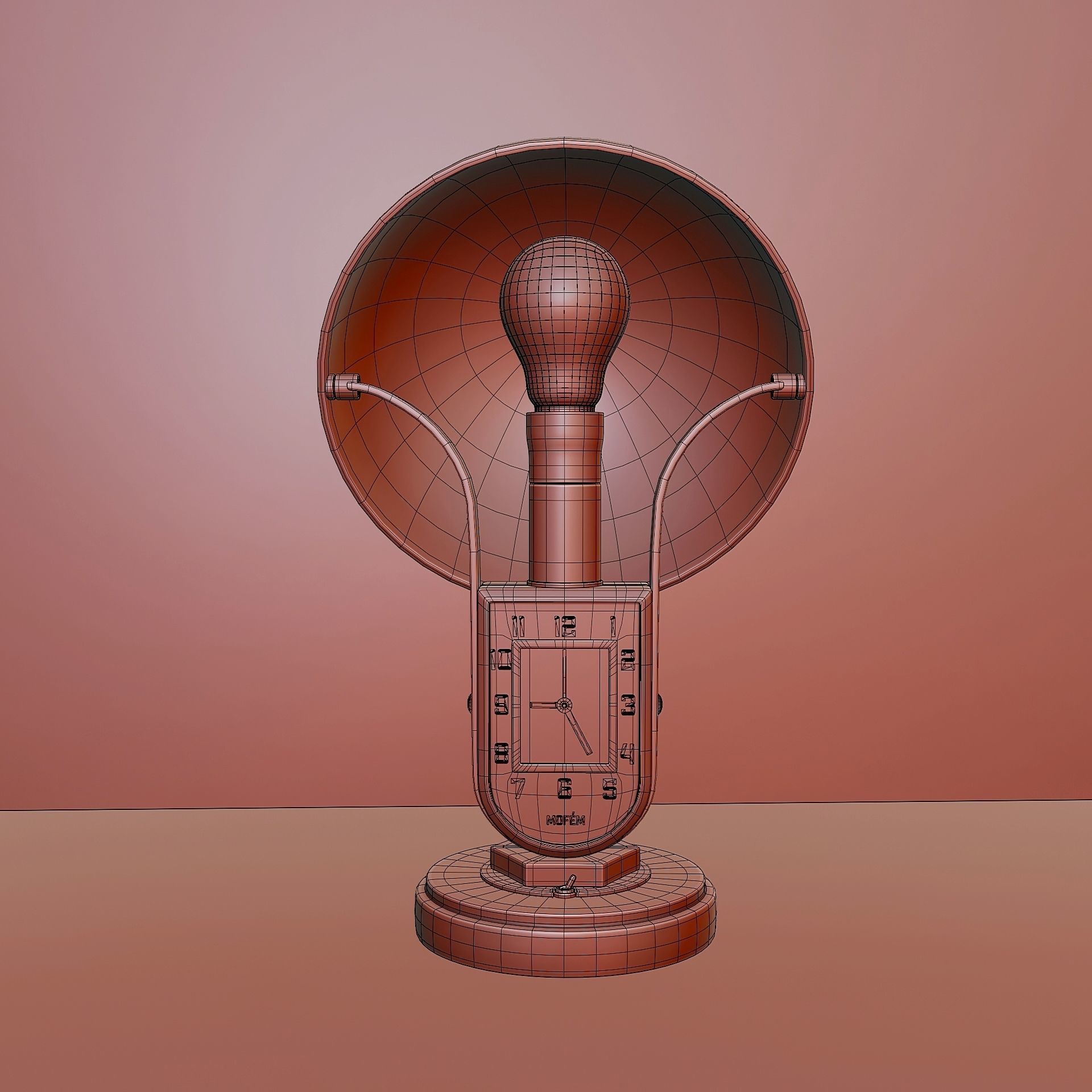Art Deco table clock lamp 3D model_8