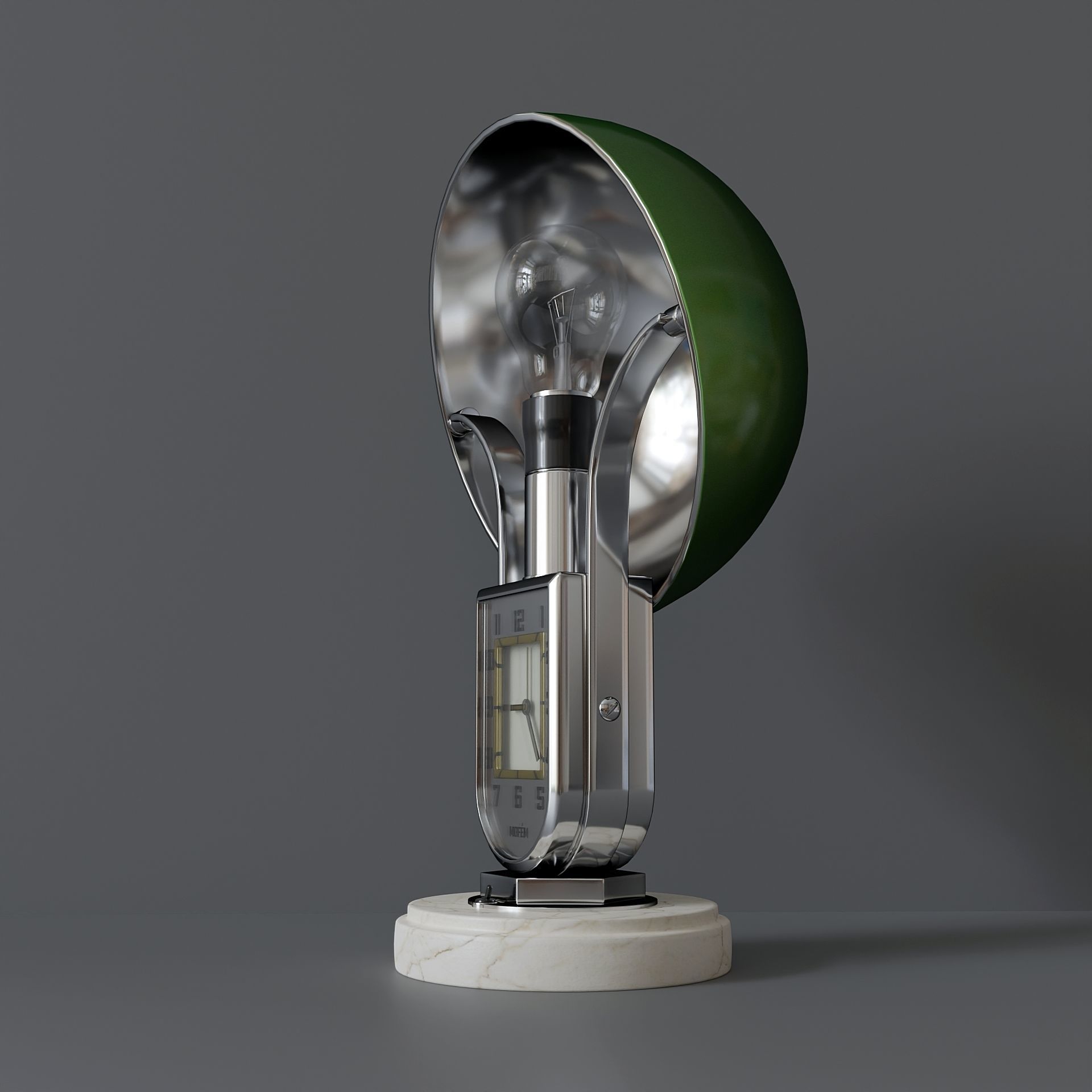 Art Deco table clock lamp 3D model_4