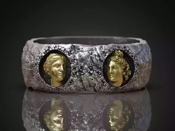 Wedding pair rings greek sculptures antique 3D print model