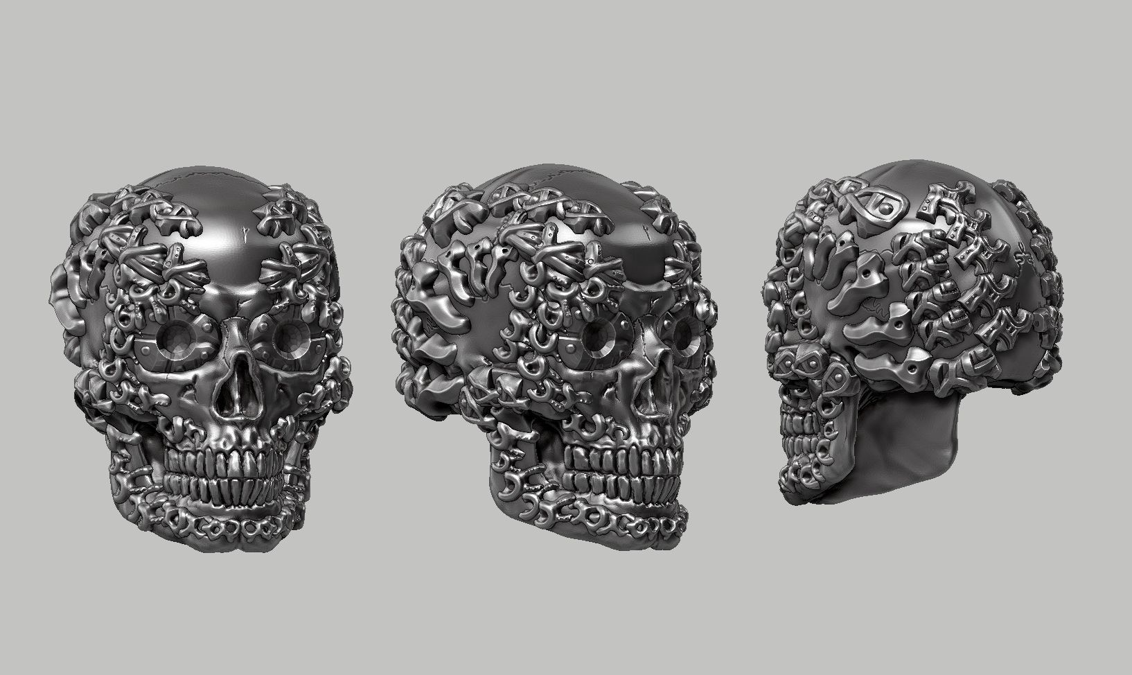 skull robot head a14 3d print model 3D print model_1