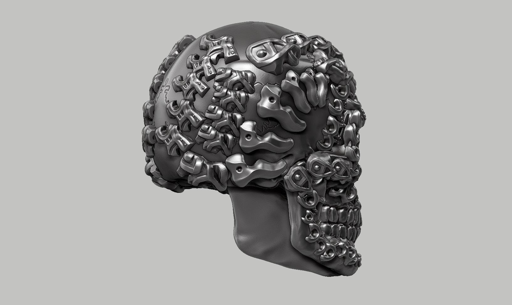 skull robot head a14 3d print model 3D print model_7