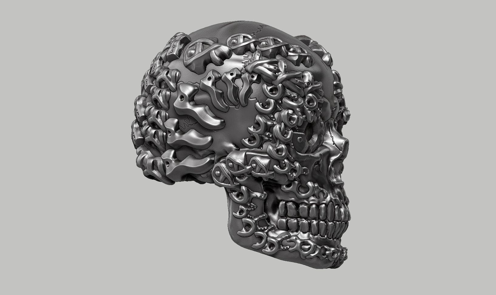 skull robot head a14 3d print model 3D print model_5