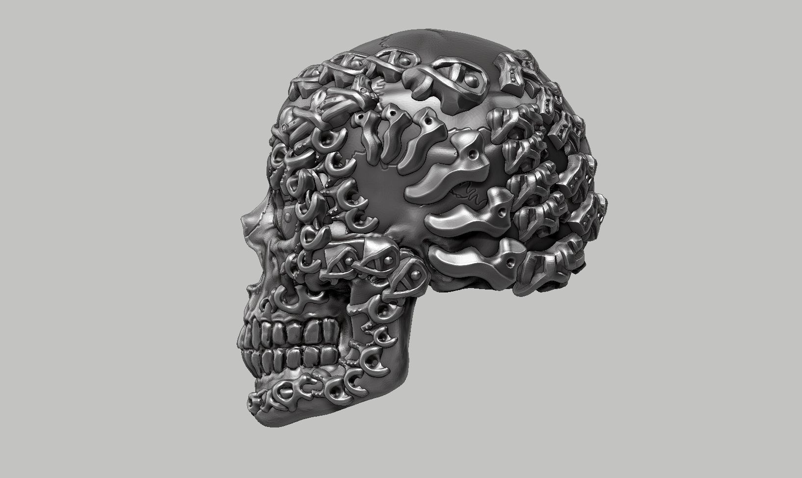skull robot head a14 3d print model 3D print model_10