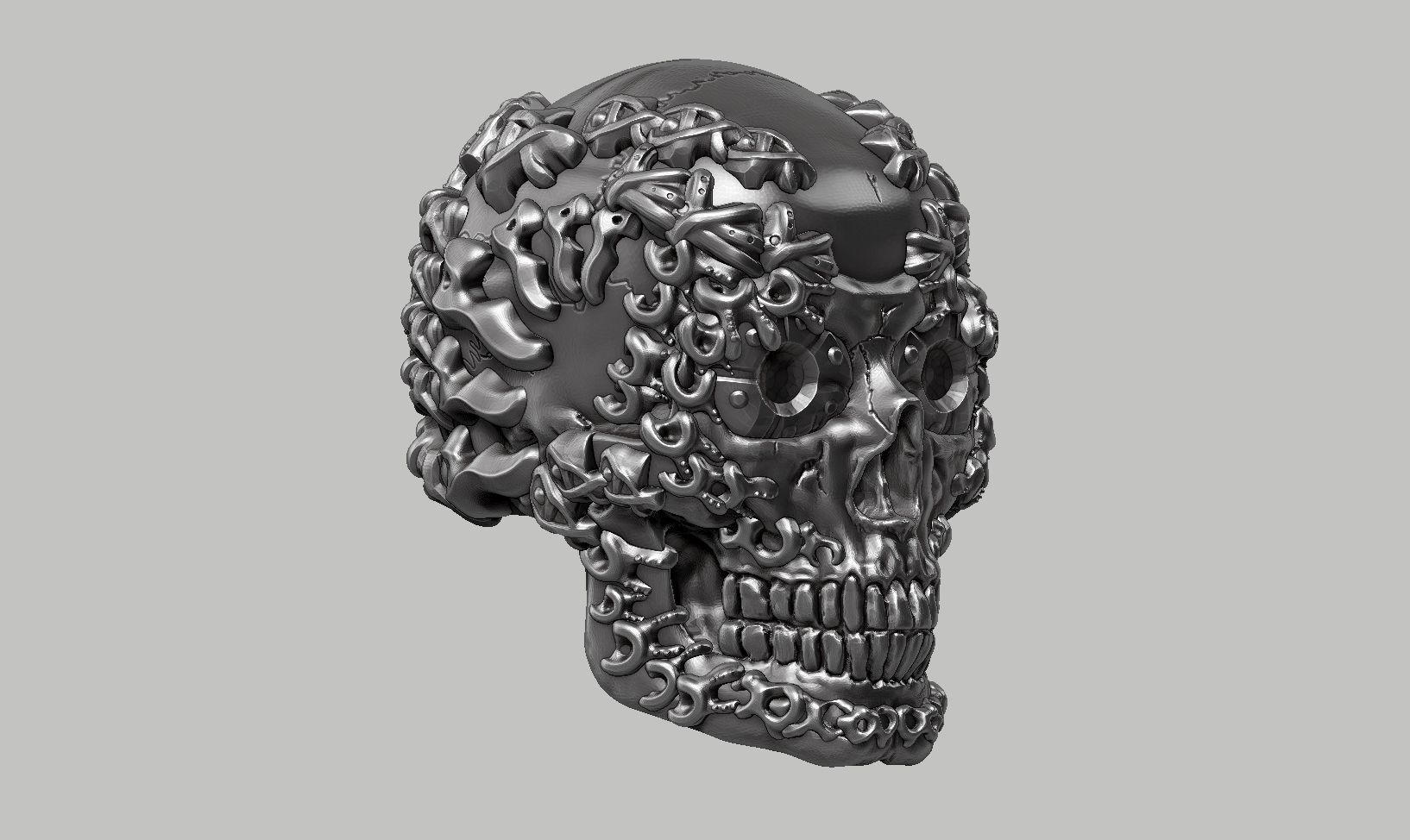 skull robot head a14 3d print model 3D print model_4