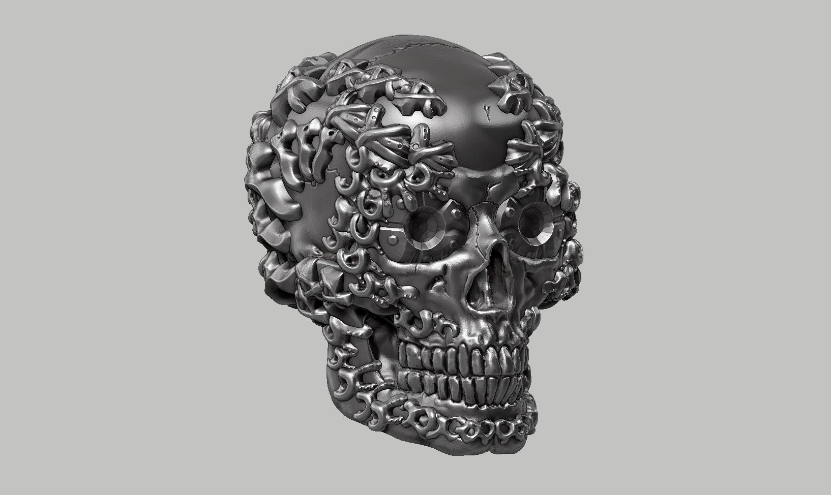 skull robot head a14 3d print model 3D print model_3