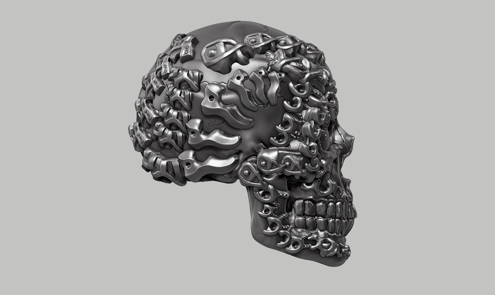skull robot head a14 3d print model 3D print model_6