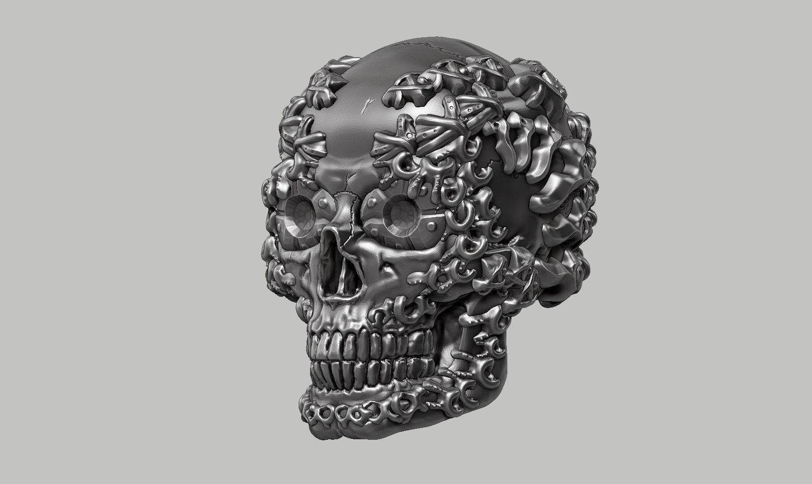 skull robot head a14 3d print model 3D print model_11