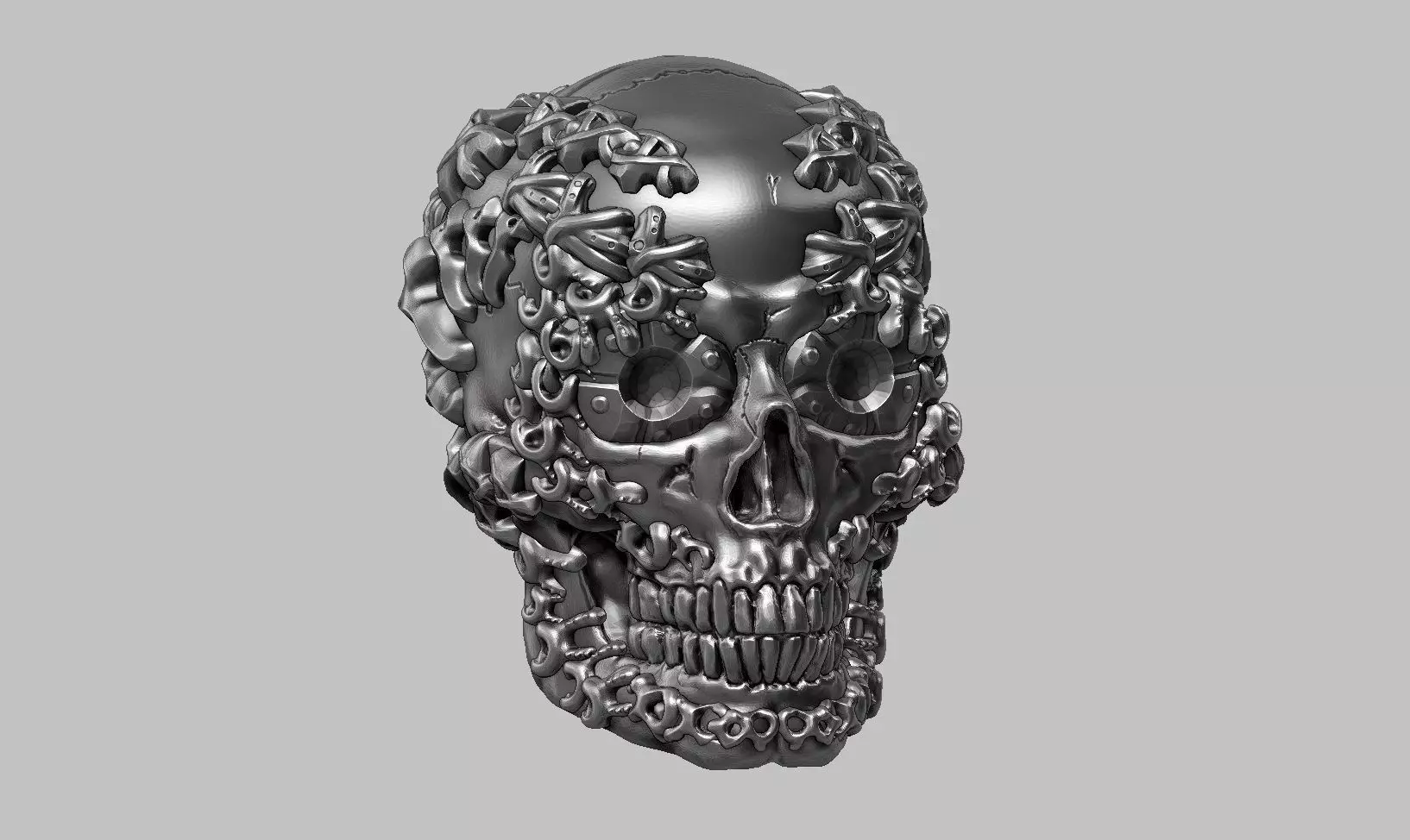 skull robot head a14 3d print model 3D print model_0
