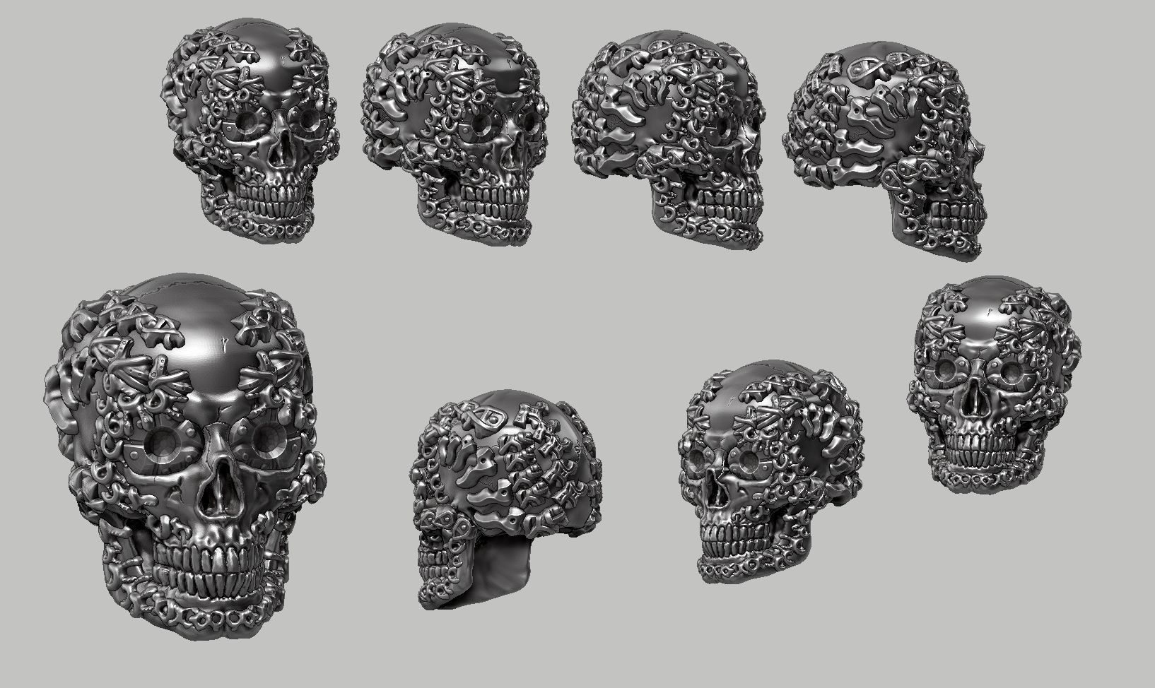 skull robot head a14 3d print model 3D print model_2