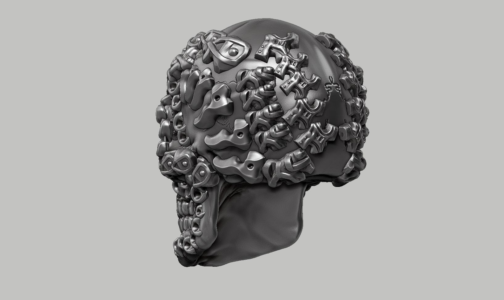 skull robot head a14 3d print model 3D print model_9