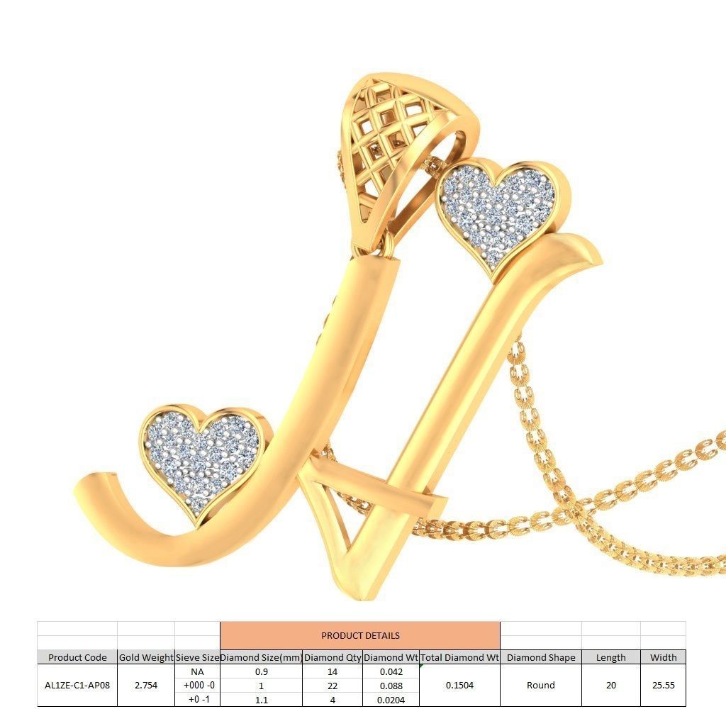 alphabet pendants 3d model 3D print model_103