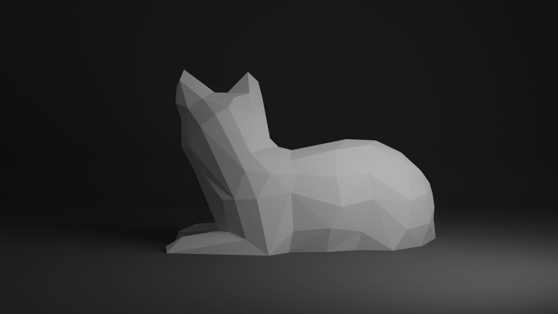 Cat Low Poly 3D print model_4