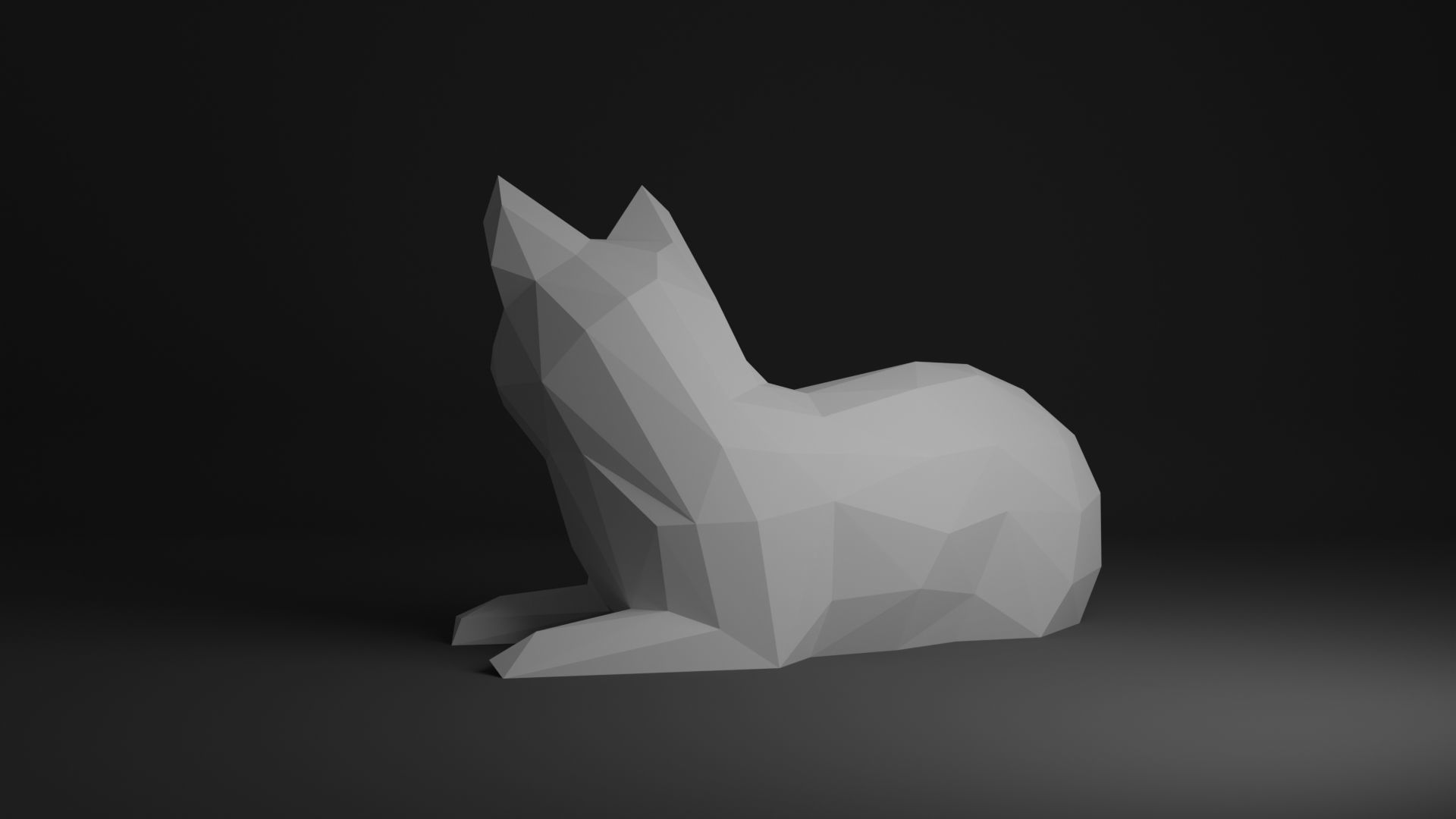 Cat Low Poly 3D print model_5