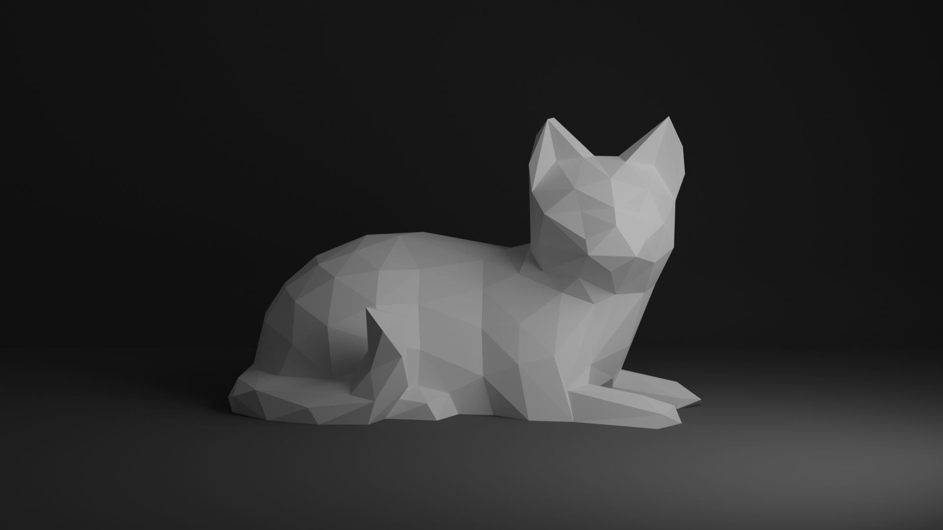 Cat Low Poly 3D print model_2