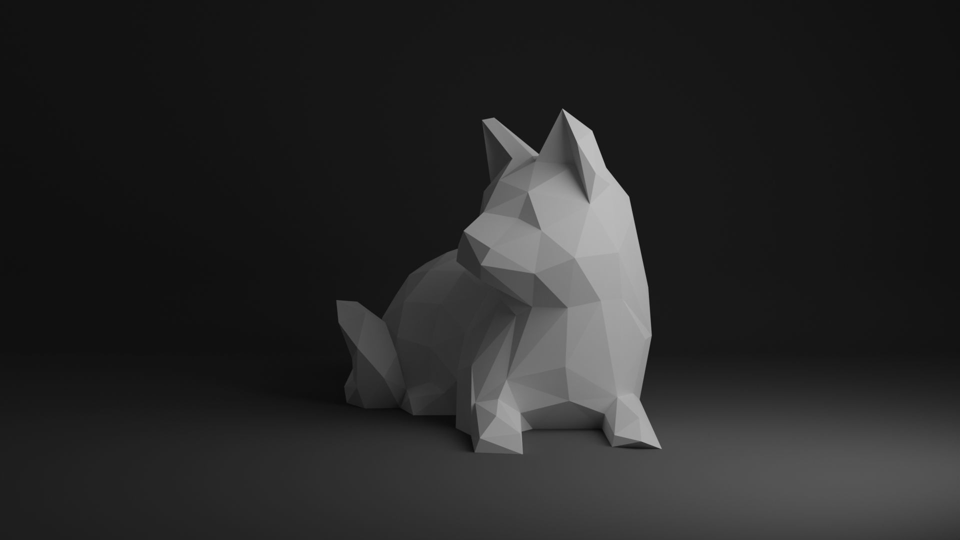 Cat Low Poly 3D print model_9