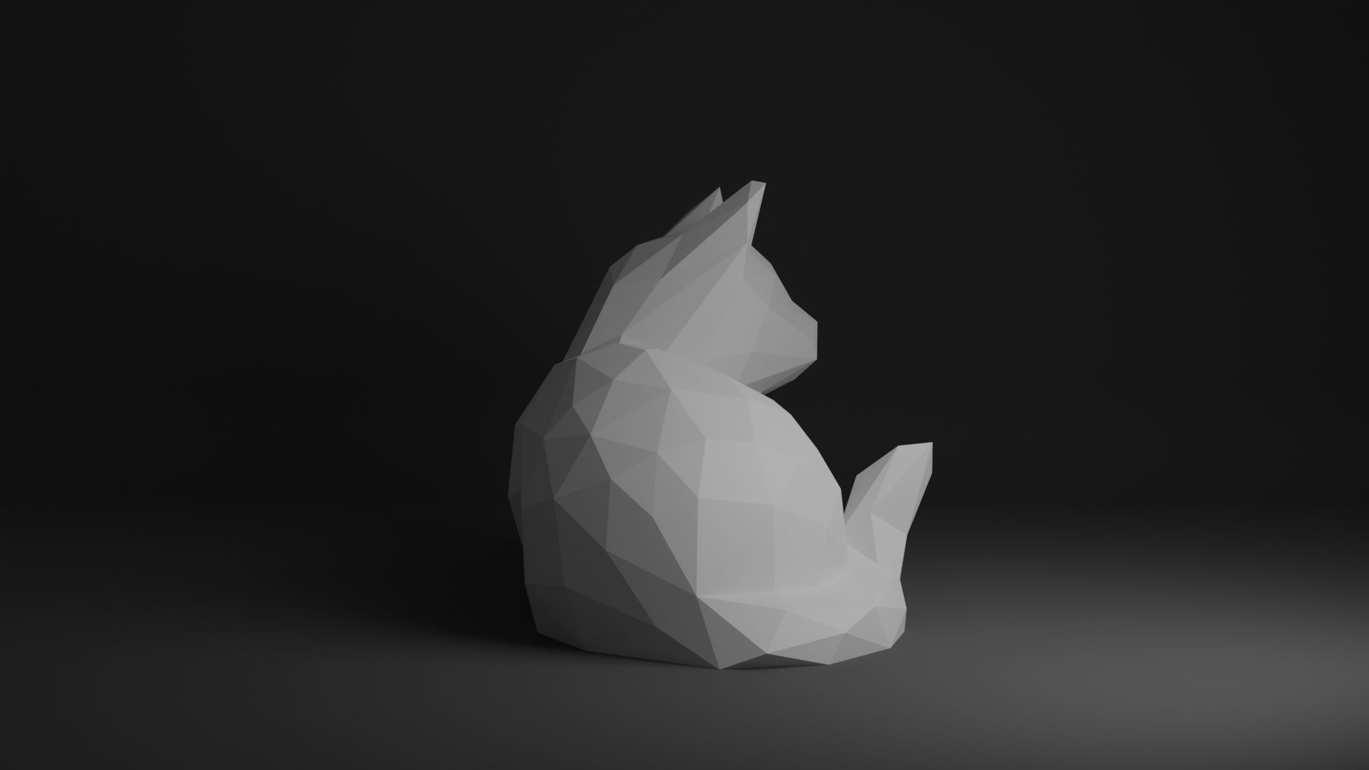 Cat Low Poly 3D print model_16