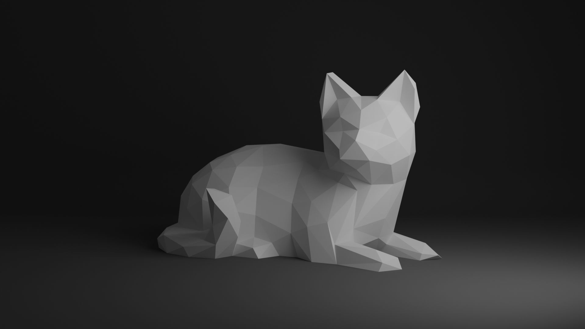 Cat Low Poly 3D print model_11