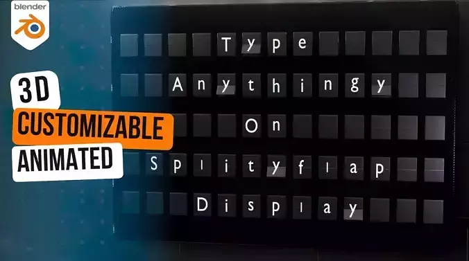Type anything on animated split-flap display  Low-poly 3D model