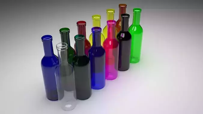 Colored Glass Bottles Set