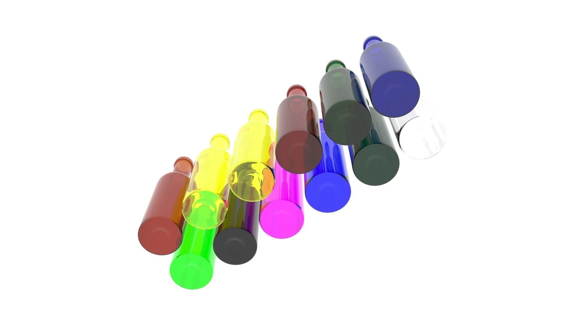 Colored Glass Bottles Set 3D model_18