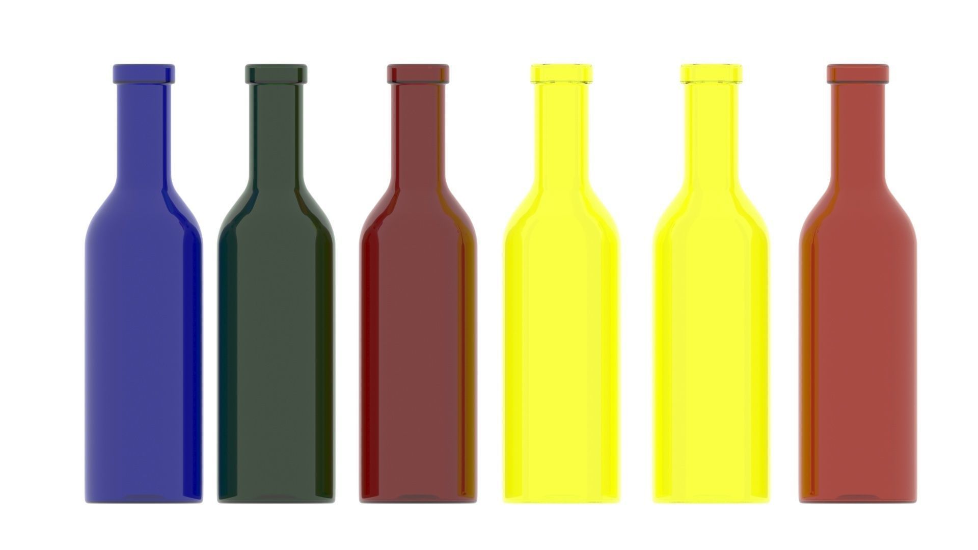 Colored Glass Bottles Set 3D model_19