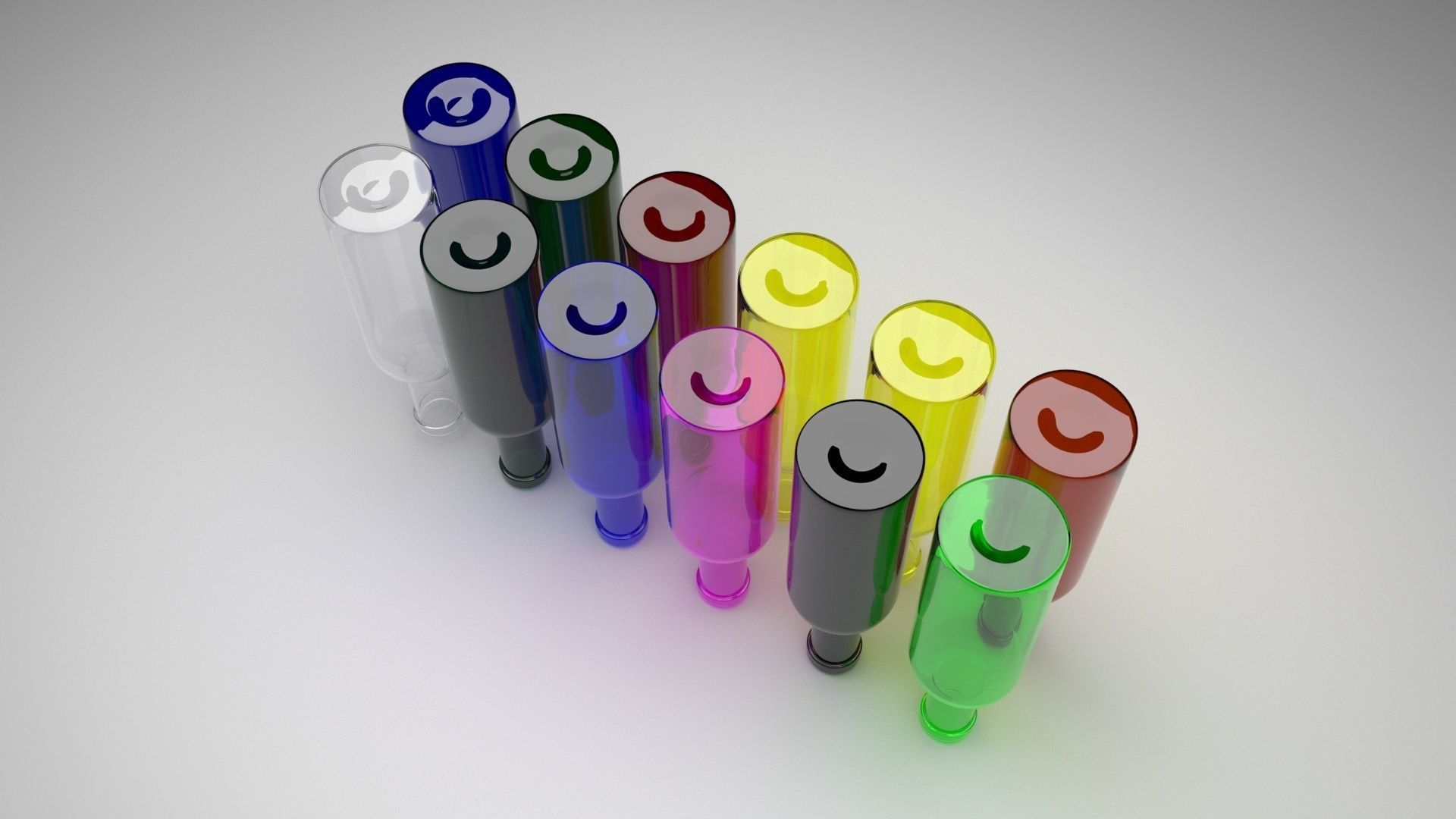 Colored Glass Bottles Set 3D model_5