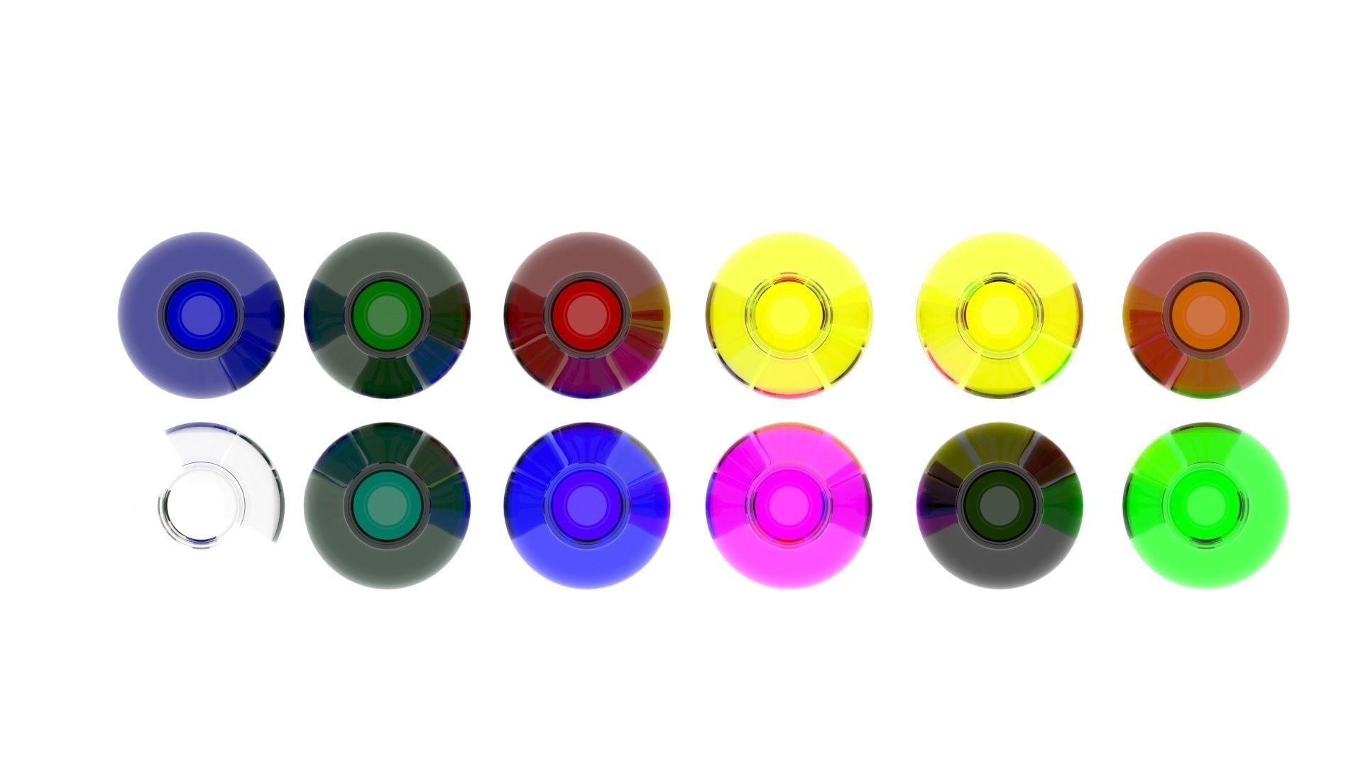 Colored Glass Bottles Set 3D model_21