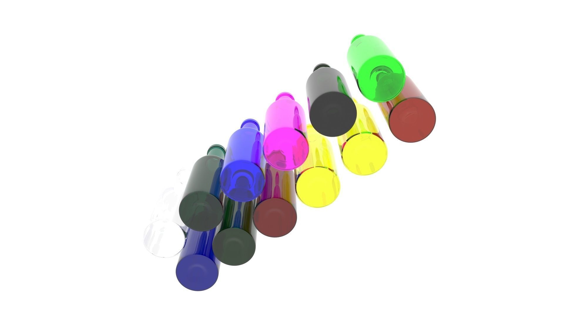 Colored Glass Bottles Set 3D model_16