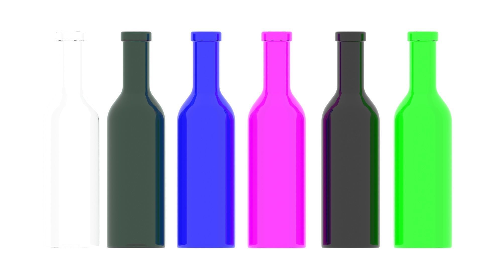 Colored Glass Bottles Set 3D model_20