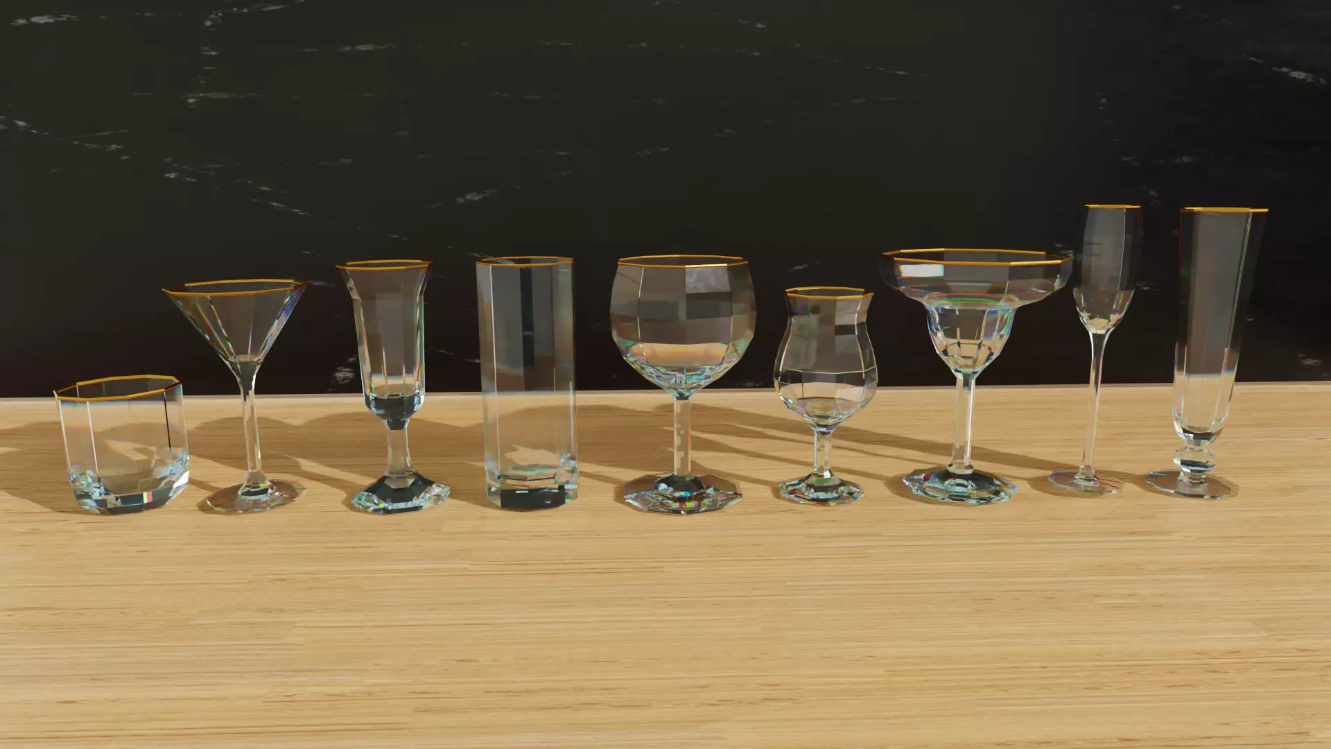 Geometric Glass Colection Low-poly 3D model_0