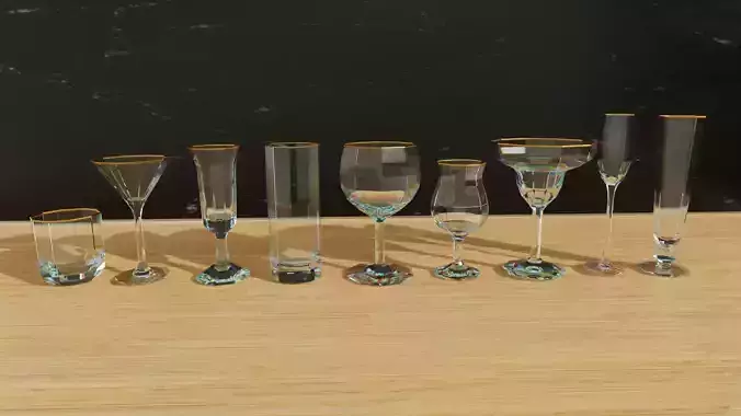 Geometric Glass Colection Low-poly 3D model
